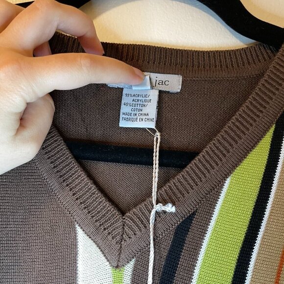 NWT Mac & Jac Striped Cotton Blend V-Neck Sweater - Picture 5 of 8